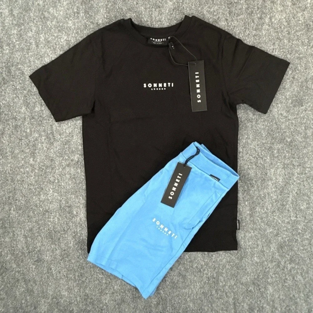 Sonneti London Boys Medium 10-12Yrs Core T Shirt French Terry Shorts 2PC Set NWT